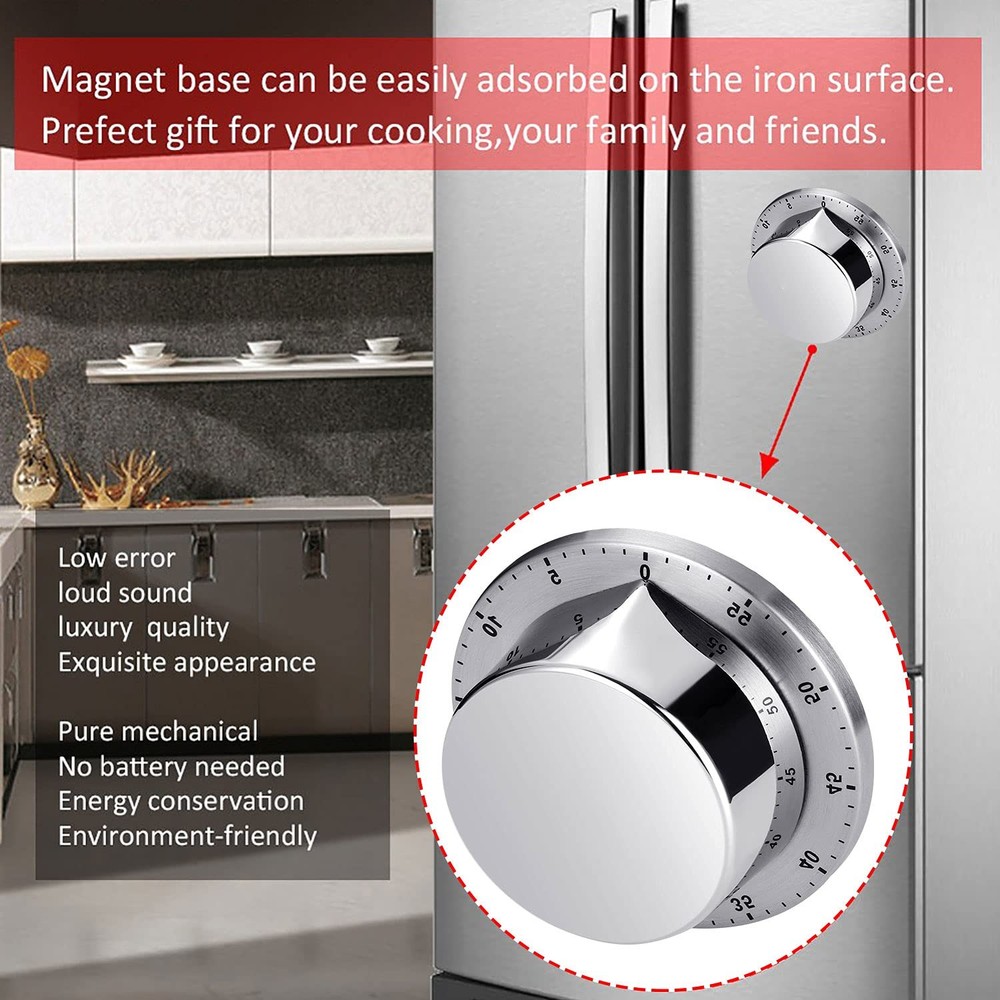 Kitchen Timer, Chef Cooking Timer Clock with Loud Alarm, No Batteries Require...