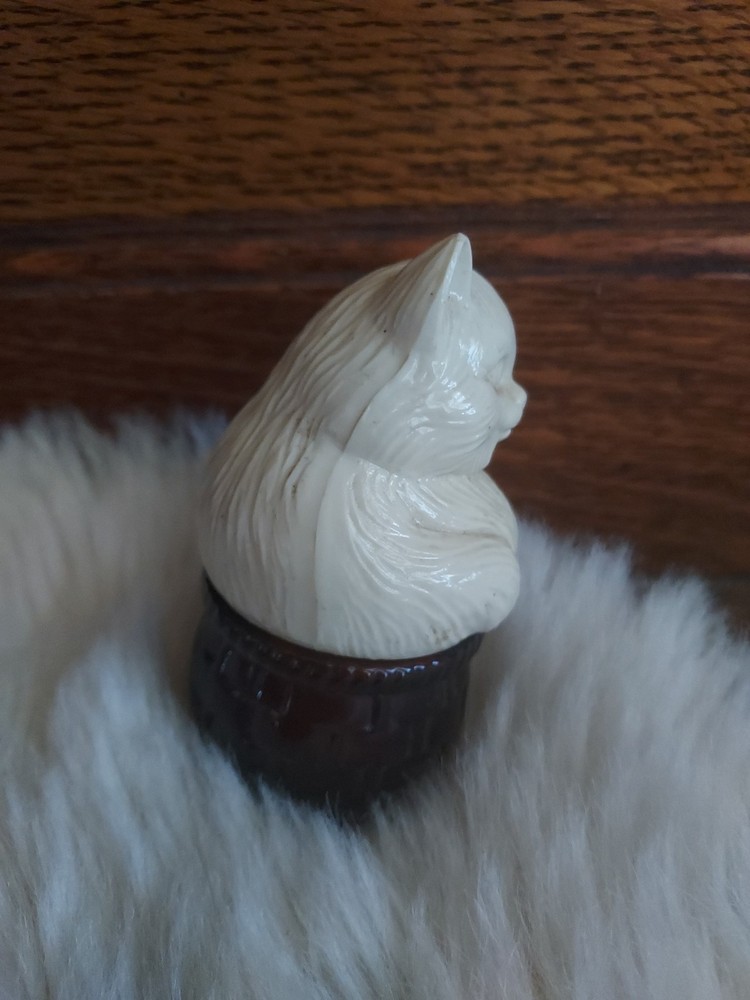 VTG Avon Kitty Cat Basket Glass Jar Bottle Container Cream Solid Perfume EMPTY