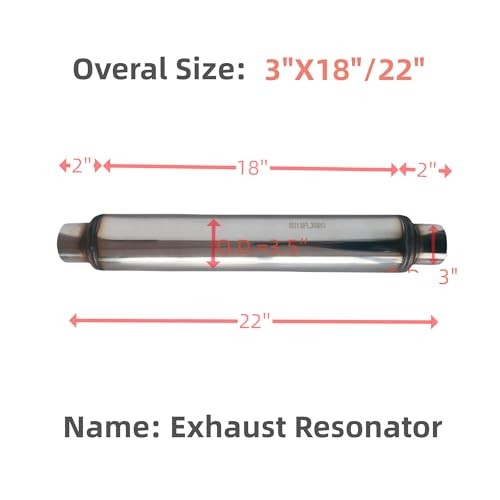 Exhaust Resonator, Straight Gasflow Design, Quiet and Deep Sound Muffler, 3.0