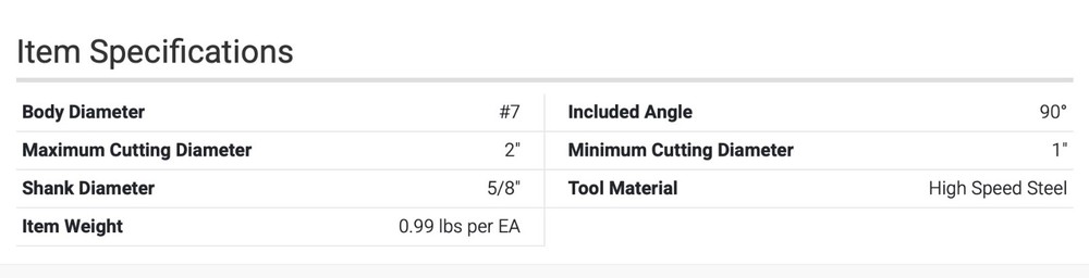 NO. 7 90 DEG COUNTERSINK & DEBURRING TOOL