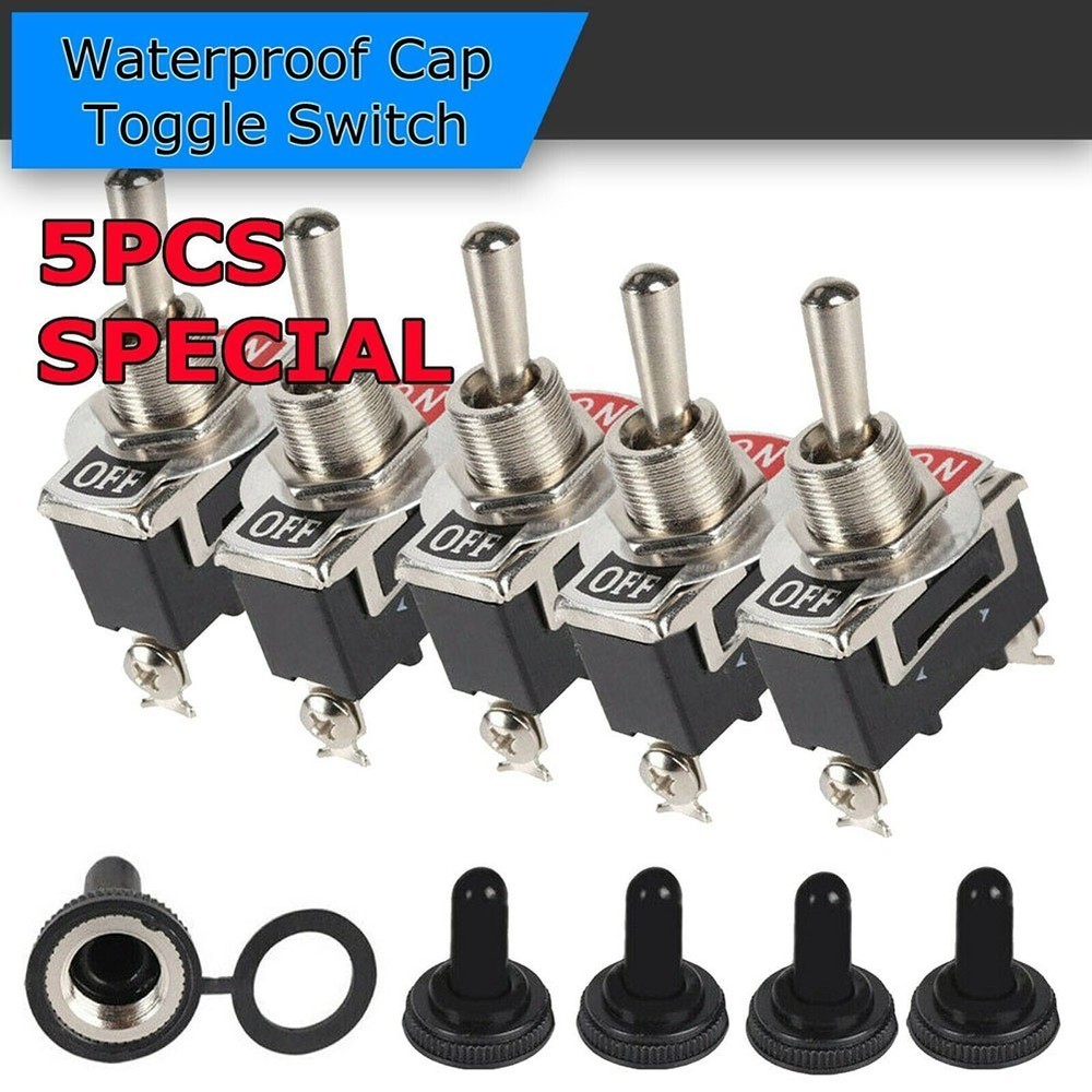 Five Pack Waterproof On Off Metal Toggles Suitable for Electrical Projects