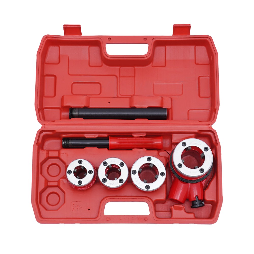 Pipe Threading Kit Pipe Threader 1/2''-1-1/4'' BSPT Plumber Set Die Dies Set Red