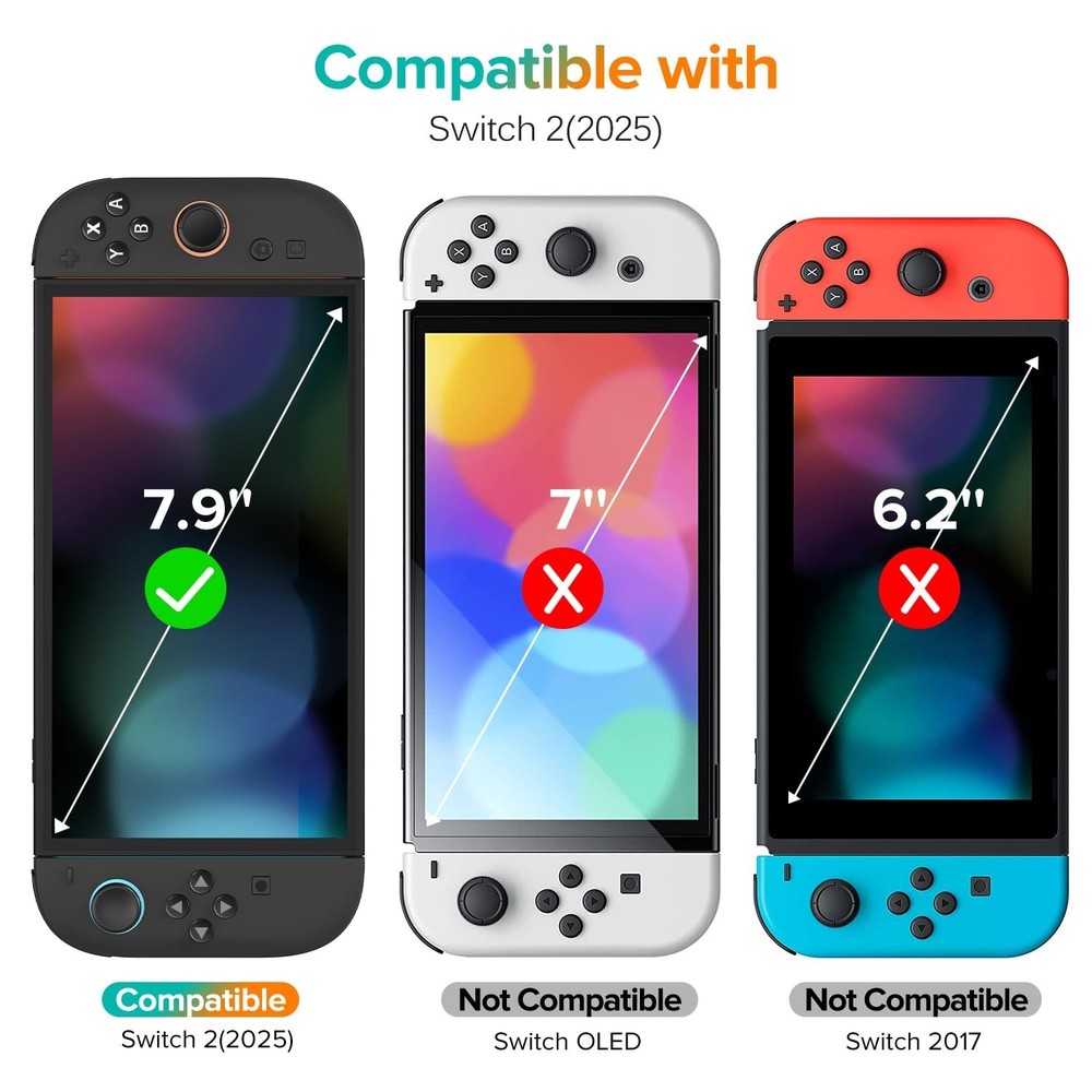 iVoler 3-Pack Screen Protector for Nintendo Switch 2 2025 7.9" Tempered Glass HD