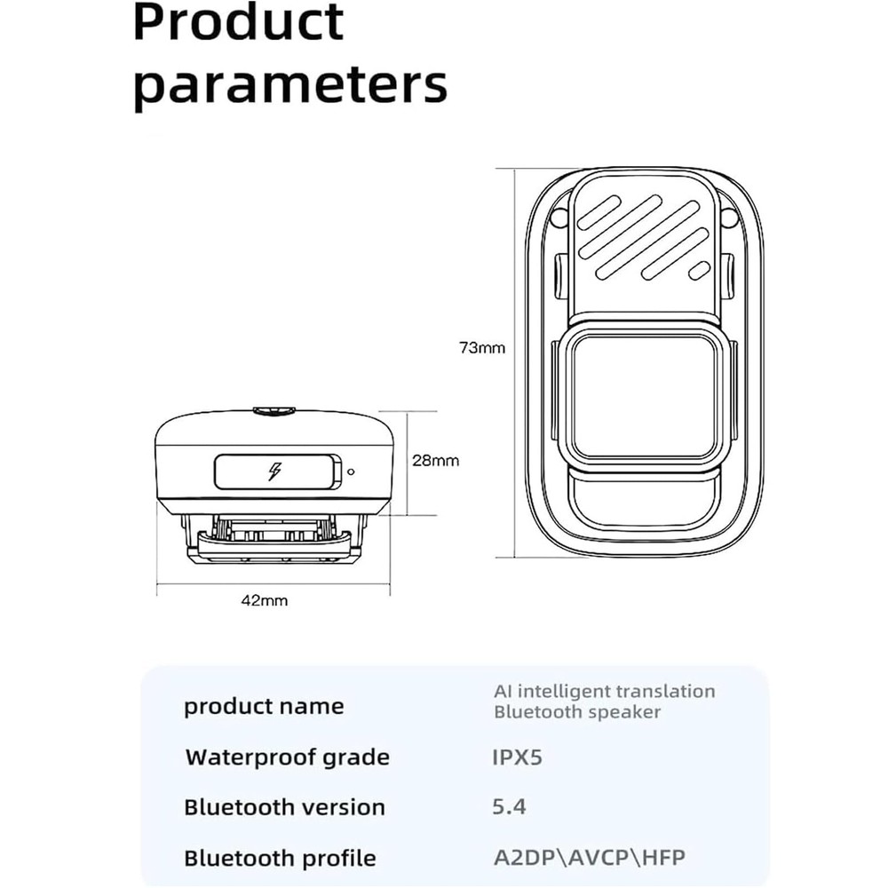 Wearable Bluetooth Speaker-miniWaterproof Speaker Cip Type - Buit-in Micropho...