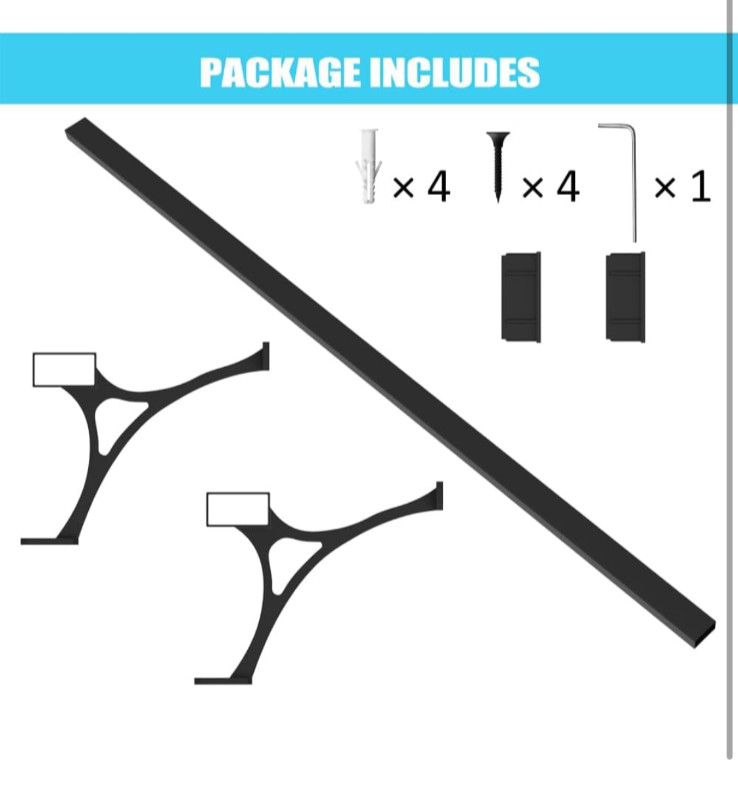 Foot Rail Kit Railing Hardware Undercounter Mount Hardware Improve Comfort 4' Bl