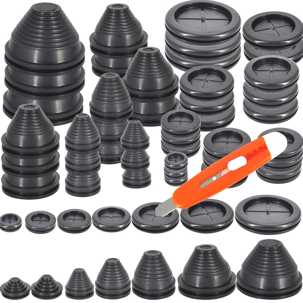 28pc Rubber Grommets Wire Closed Firewall Solid Closed Hole Plug Electrical Car