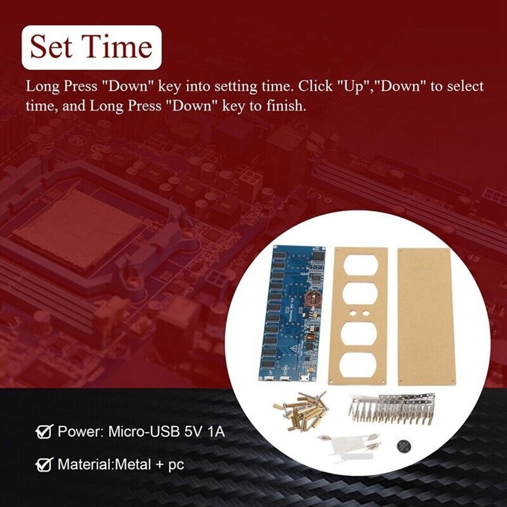 Compact In12 Digital Tube Clock Kit with User Friendly Setup Instructions