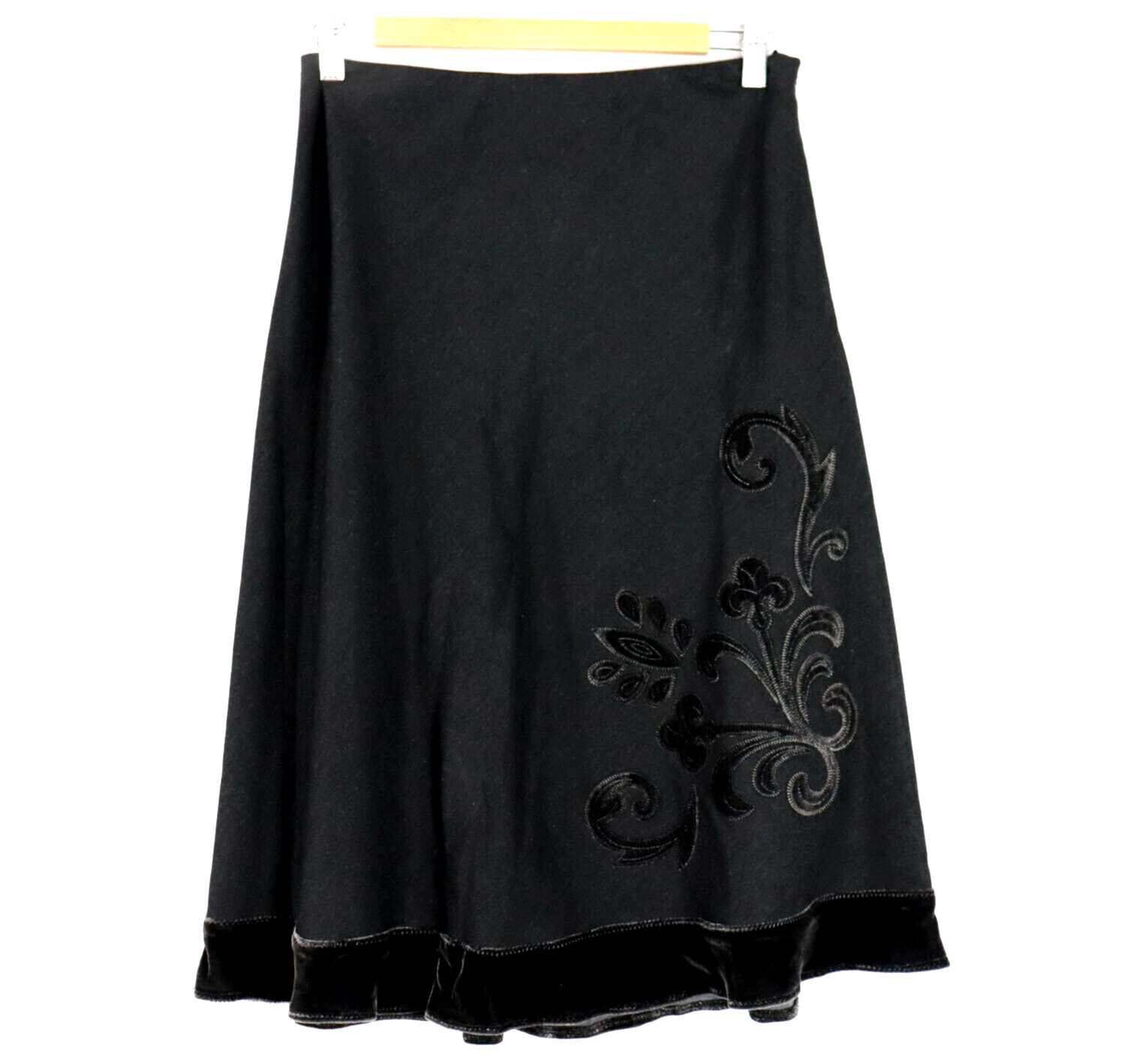 Sussan Womens Vintage Y2K Skirt Size 8 Charcoal A Line Silk Velvet Trim NWT NEW