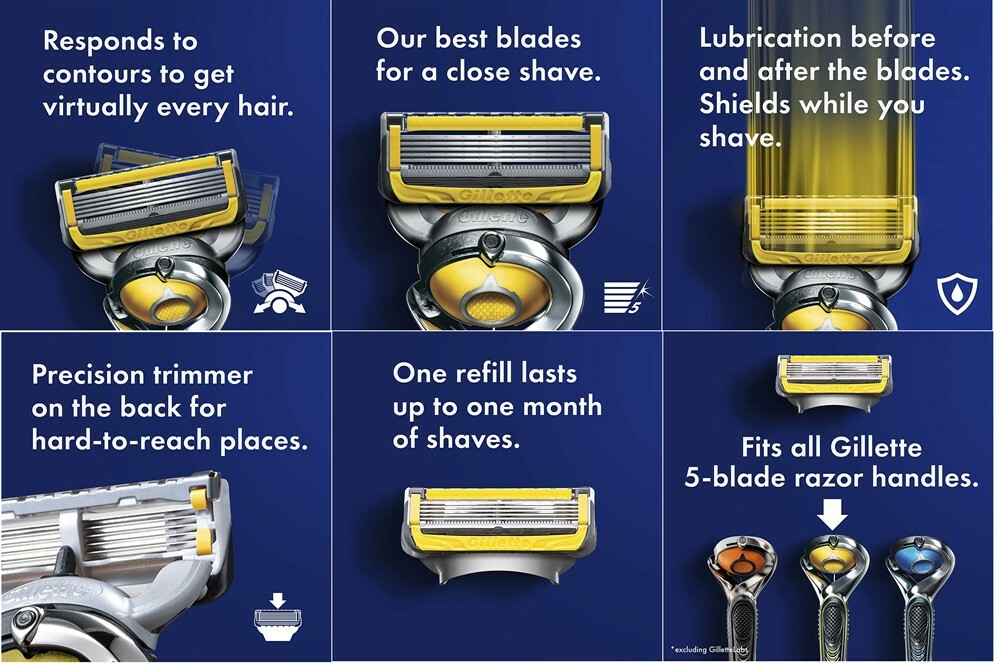 Gillette Fusion Proglide Proshield Flexball Razor Blade Refill Shaver handle