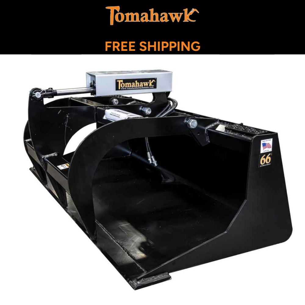 TOMAHAWK 66" SOLID BOTTOM GRAPPLE BUCKET QUICK ATTACH SKID STEER SHIPS FREE 3012