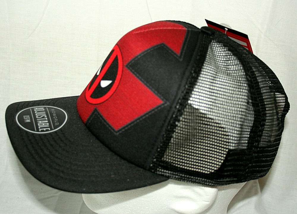 Marvel Comics Deadpool Logo Mesh Baseball Cap Hat New Tags Plastic Snap OSFM