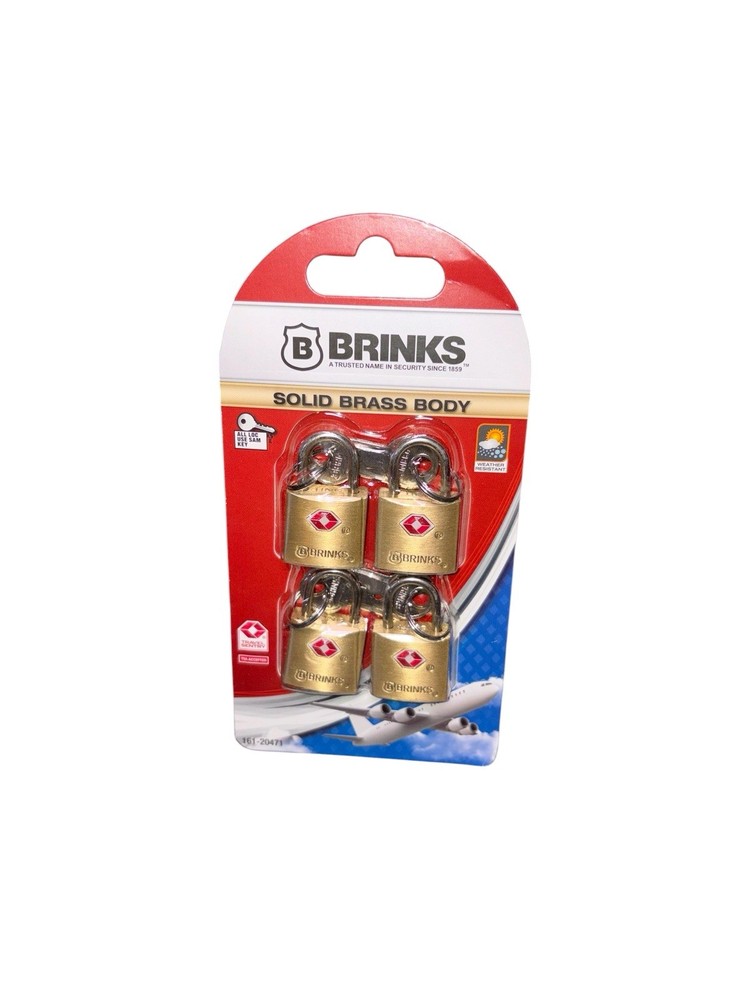 Brinks 161-20471 TSA Approved 22mm Lock Solid Brass, 4-Pack