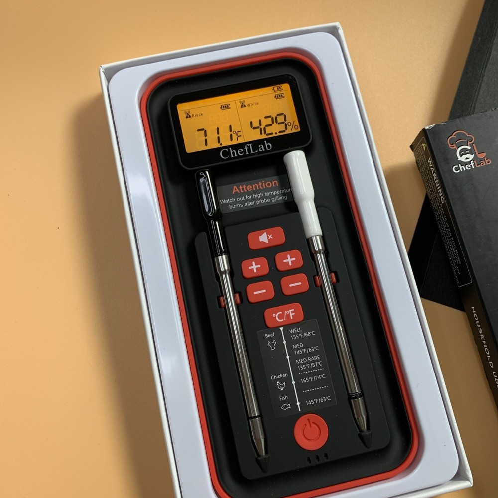 AI Meat Thermometer Wireless, 500ft Long Range Smart Digital Bluetooth