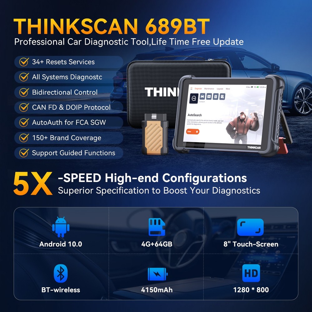 ThinkScan 689BT OBD2 Scanner IMMO Diagnostic Tool &THINKTPMS VENU iPRO &TEKY101