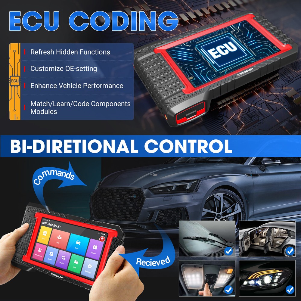 2023 KINGBOLEN K7 Auto OBD2 Bidirectional Scanner Full System Diagnostic Coding