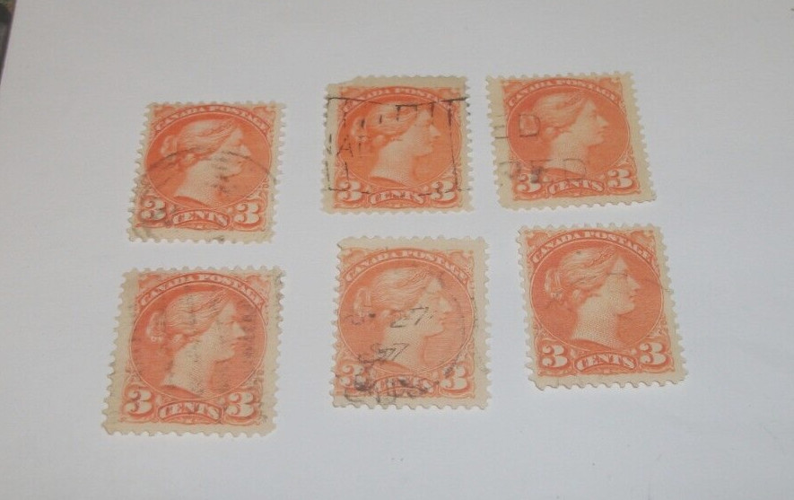 CANADA SMALL QUEEN STAMPS, # 37 WITH BOLD BACK OFFSETS