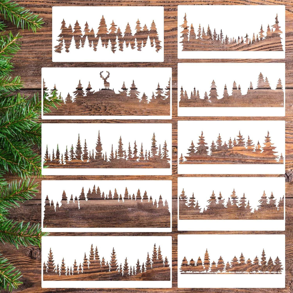 Pine Tree Stencils Tree Stencil Forest Stencil Wood Burning Stencils Patterns Re