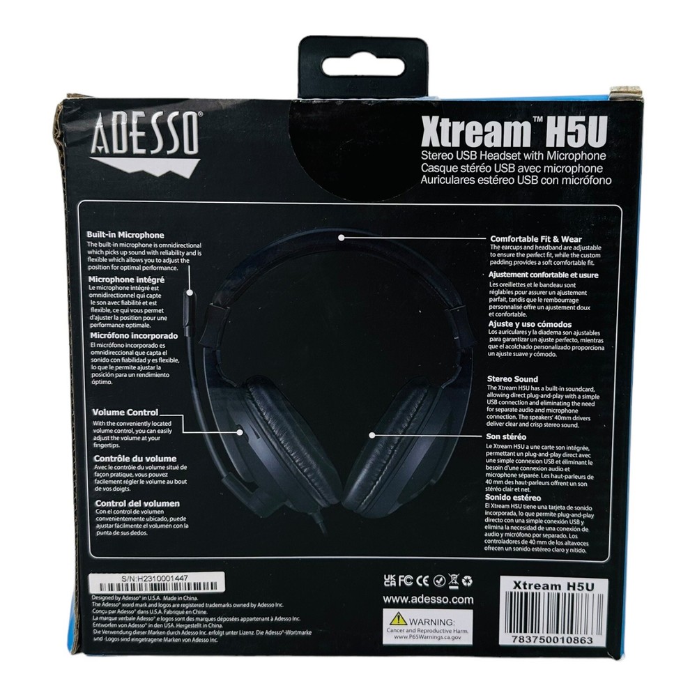 Adesso Xtream H5U Stereo USB Headset with Microphone
