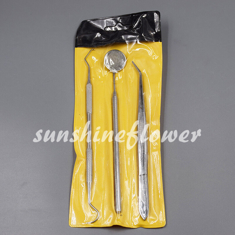 3 Pcs/Set Dental Instruments Basic Set Mouth Mirror Explorer #4 Cotton Plain