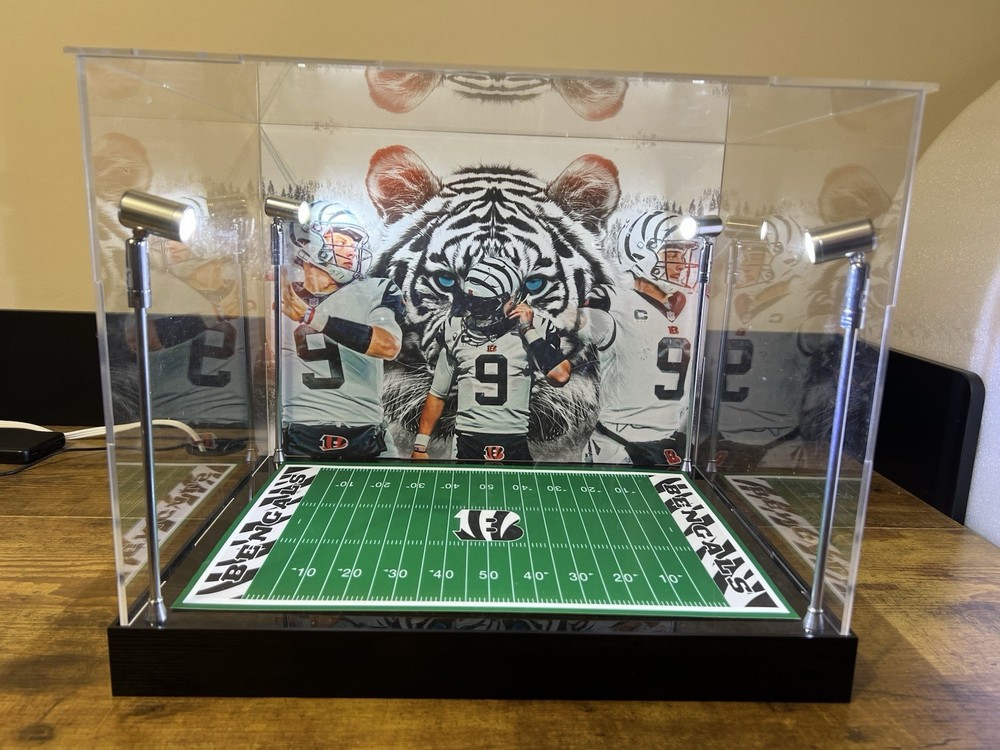 Joe Burrow Custom Full Size Helmet Display W/ LED Lights - Cincinnati Bengals