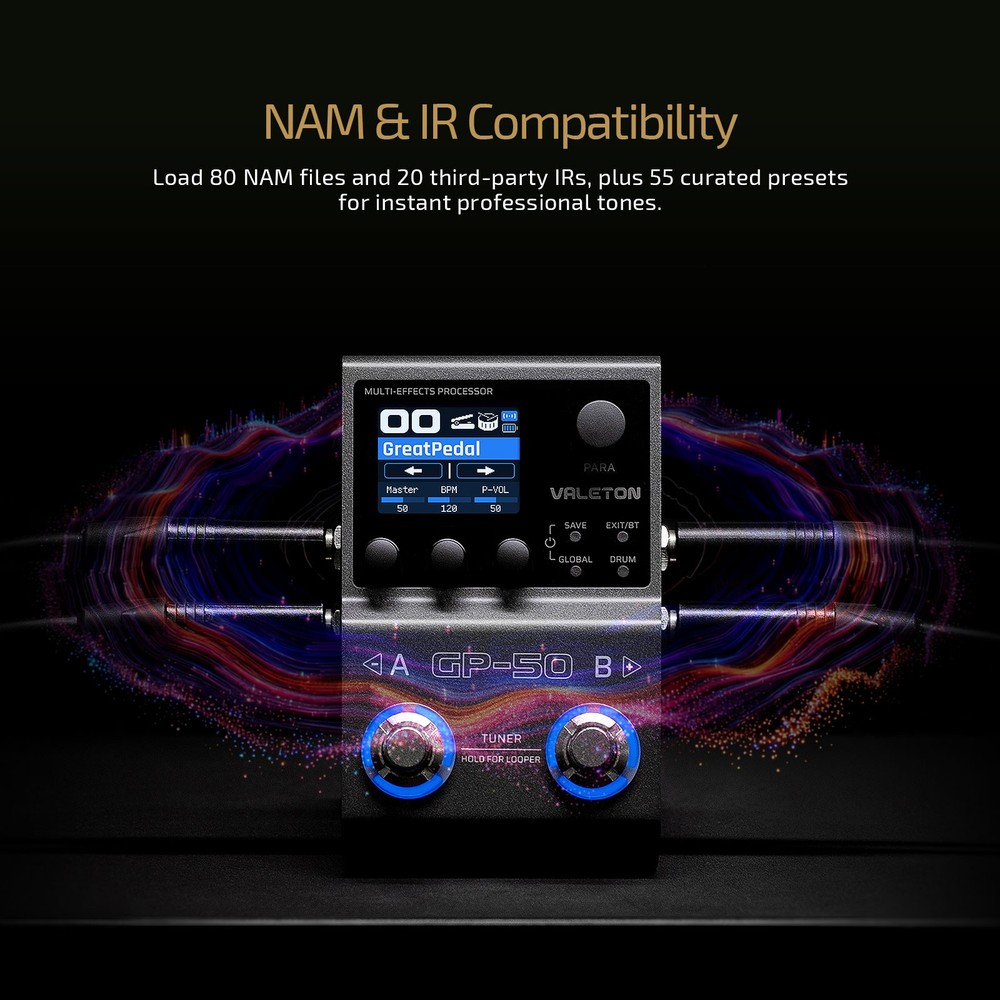 Valeton GP-50 Multi-Effects Processor | NAM & IR Loader for Guitar/Bass