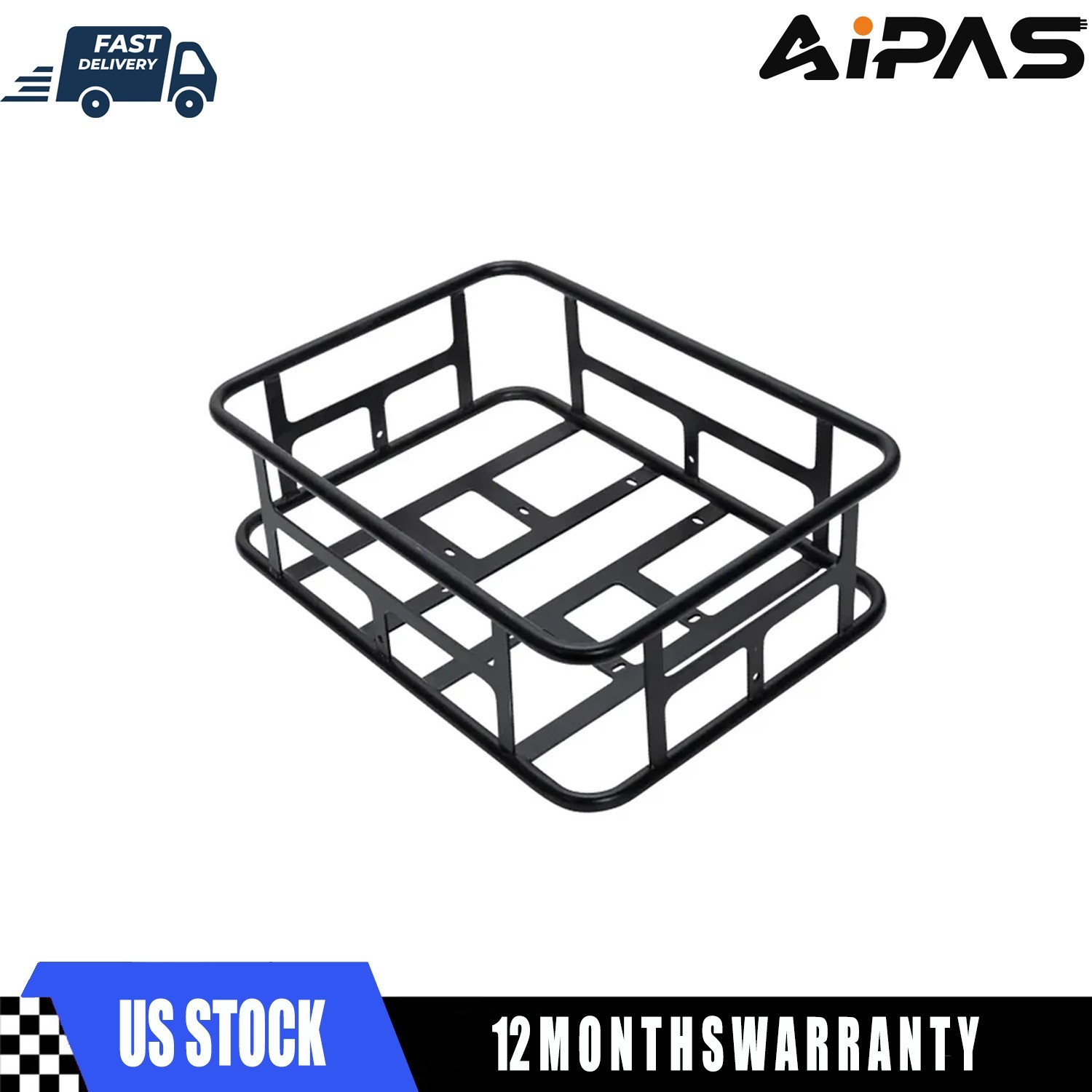 For Aipas Electric Bicycle Bike Rear Basket Large Storage Basket Black