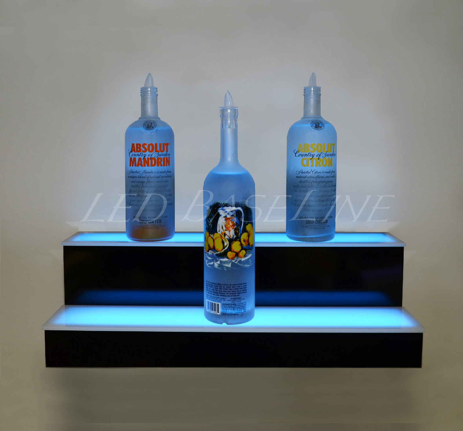 36" LED LIGHTED SHELF, 2 TIER WALL-MOUNTED, Home/Bar Liquor Bottle Display Rack