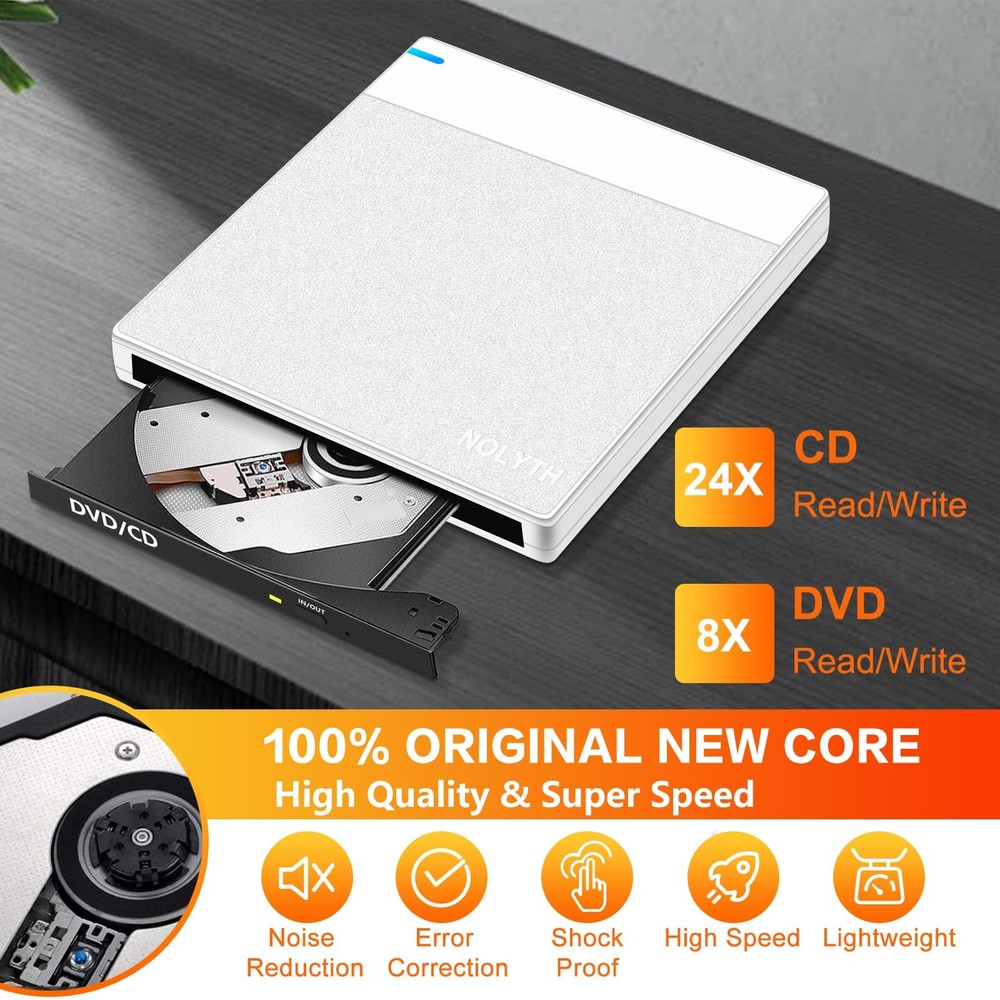 External CD Drive for Mac: USB 3.0 Type-C DVD Burner Player for Laptop Window...