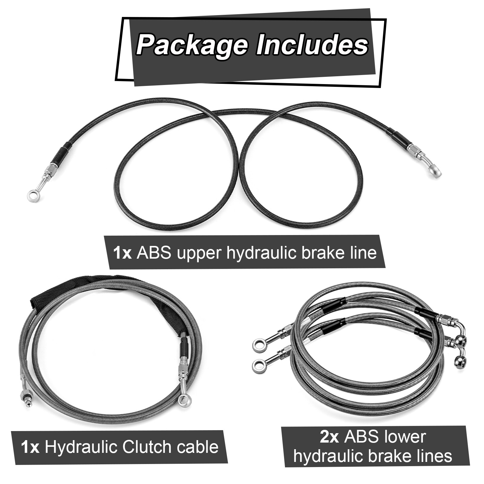 12"-14" Handlebar Hydraulic Clutch & Brake Lines for 14-16 Harley Touring ABS