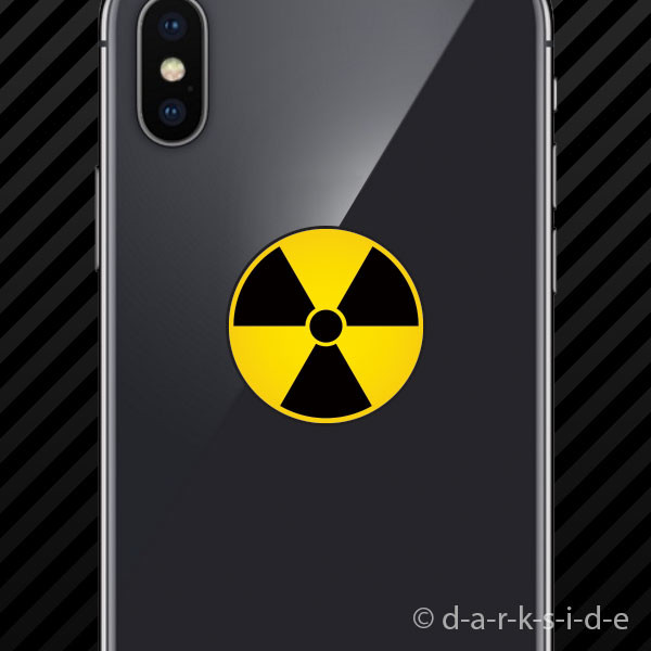 (2x) Nuke Radioactive Cell Phone Sticker Mobile nuclear radiation warning