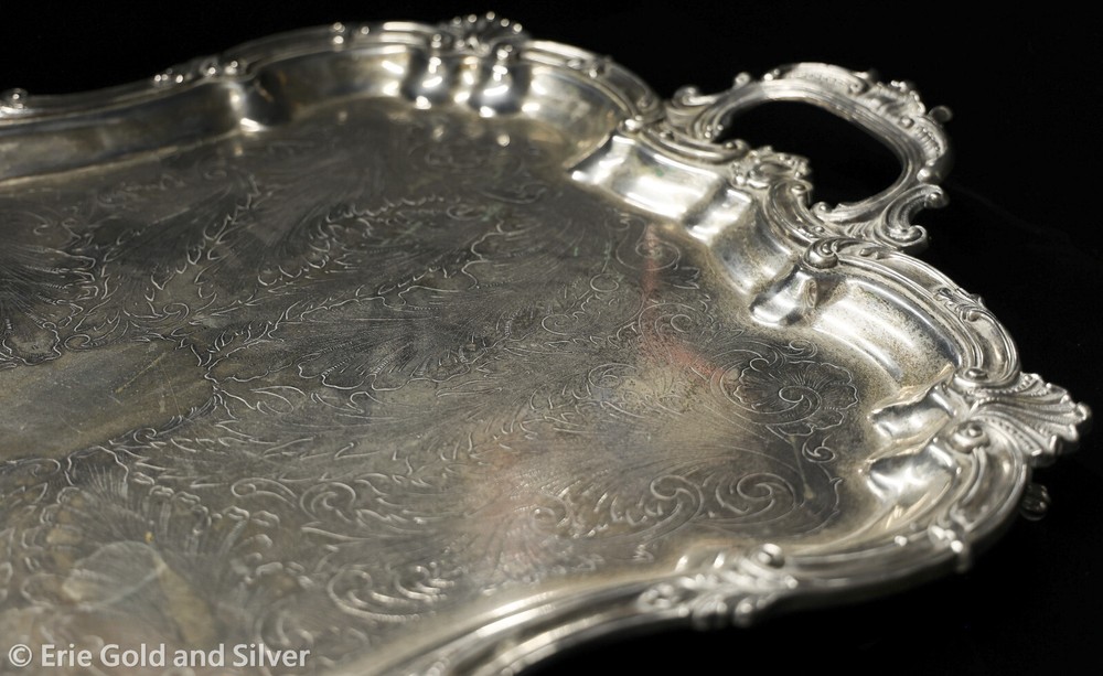 Goldfeder Silverware Co. Silverplate Footed Serving Tray