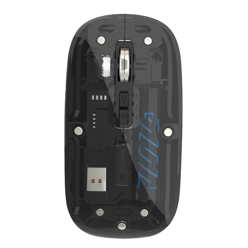 Transparent Dual Mode Wireless Mouse 2.4G Bluetooth Rechargeable Mouse Silence