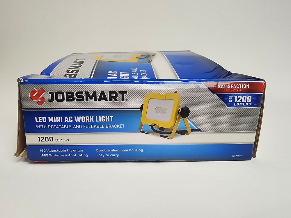 JOBSMART 1200 Lumen LED Mini AC Work Light Rotatable Foldable Bracket IP65