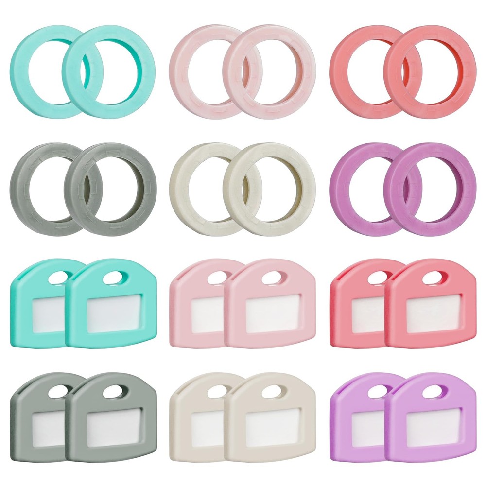 Uniclife 24 Pcs Key Covers Caps and Tags 24 Pack, Rectangle & Round