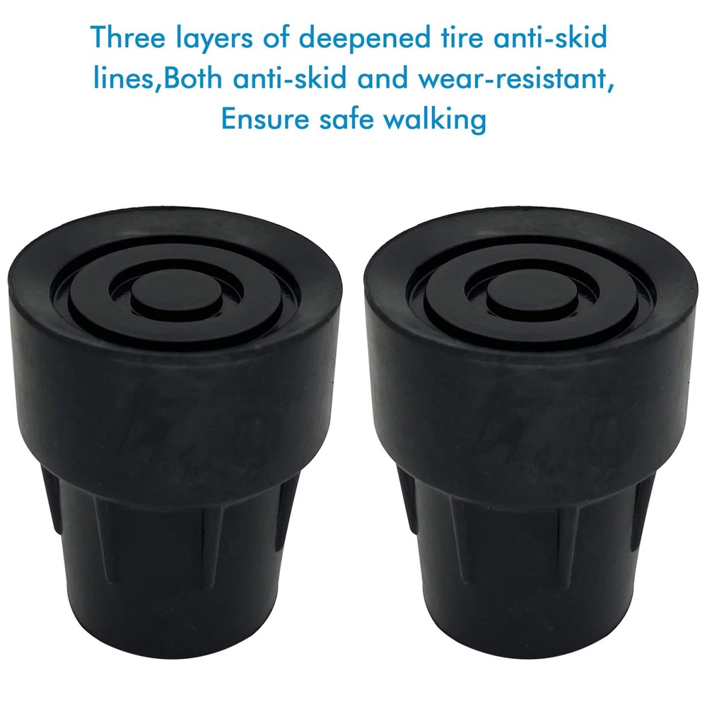 Replacement Cane Tips, Black, 1 inch 1 Inch (Pack of 2)