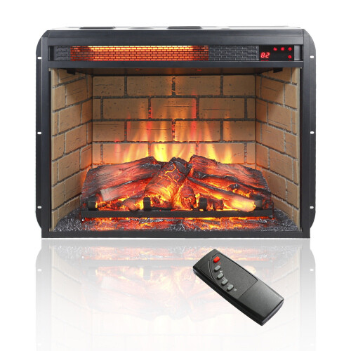 23" Electric Infrared Quartz Fireplace Insert Log Flame Heate Remote Control US