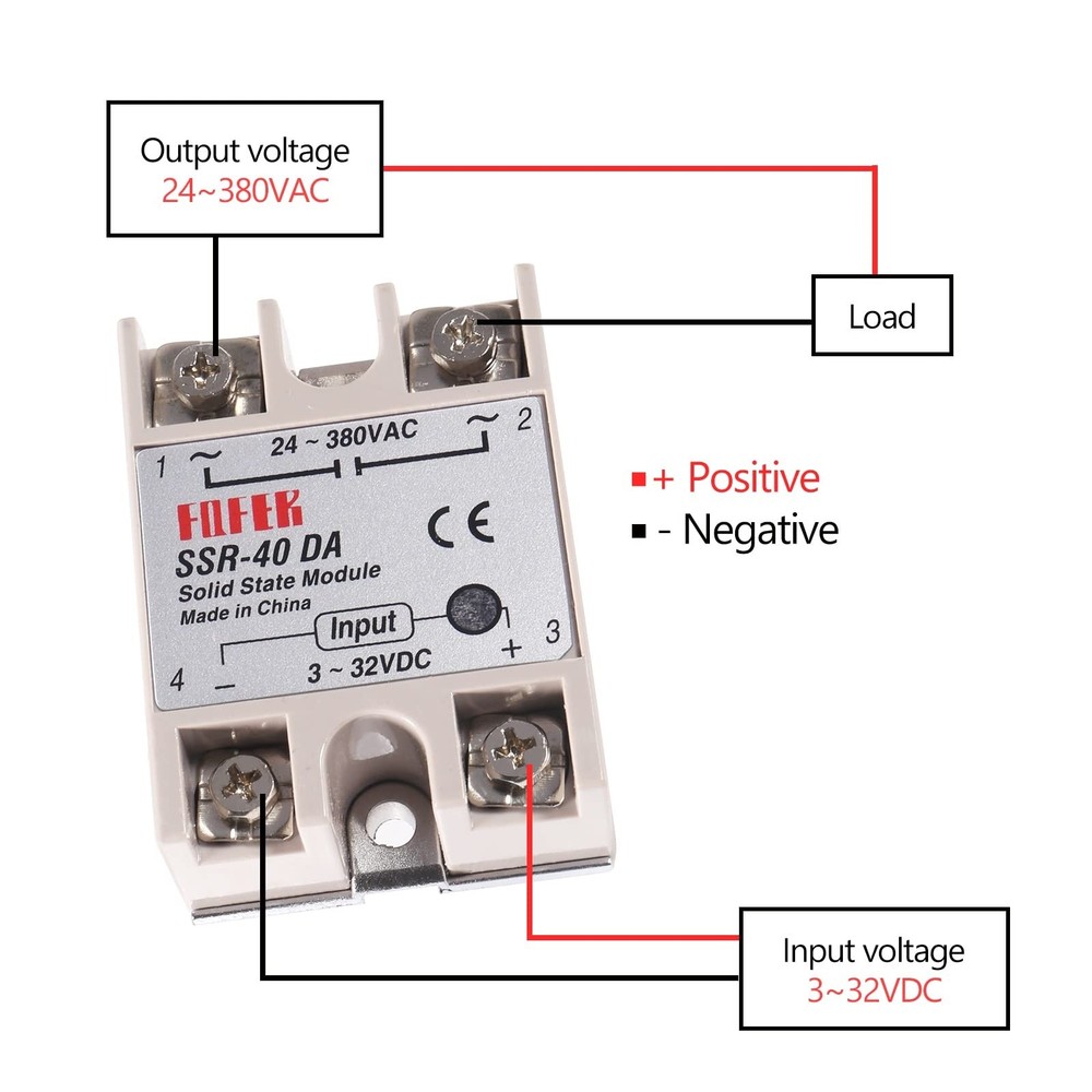 3 Pcs Solid State Relay SSR-40DA Single Phase Module Input 3-32V DC Output