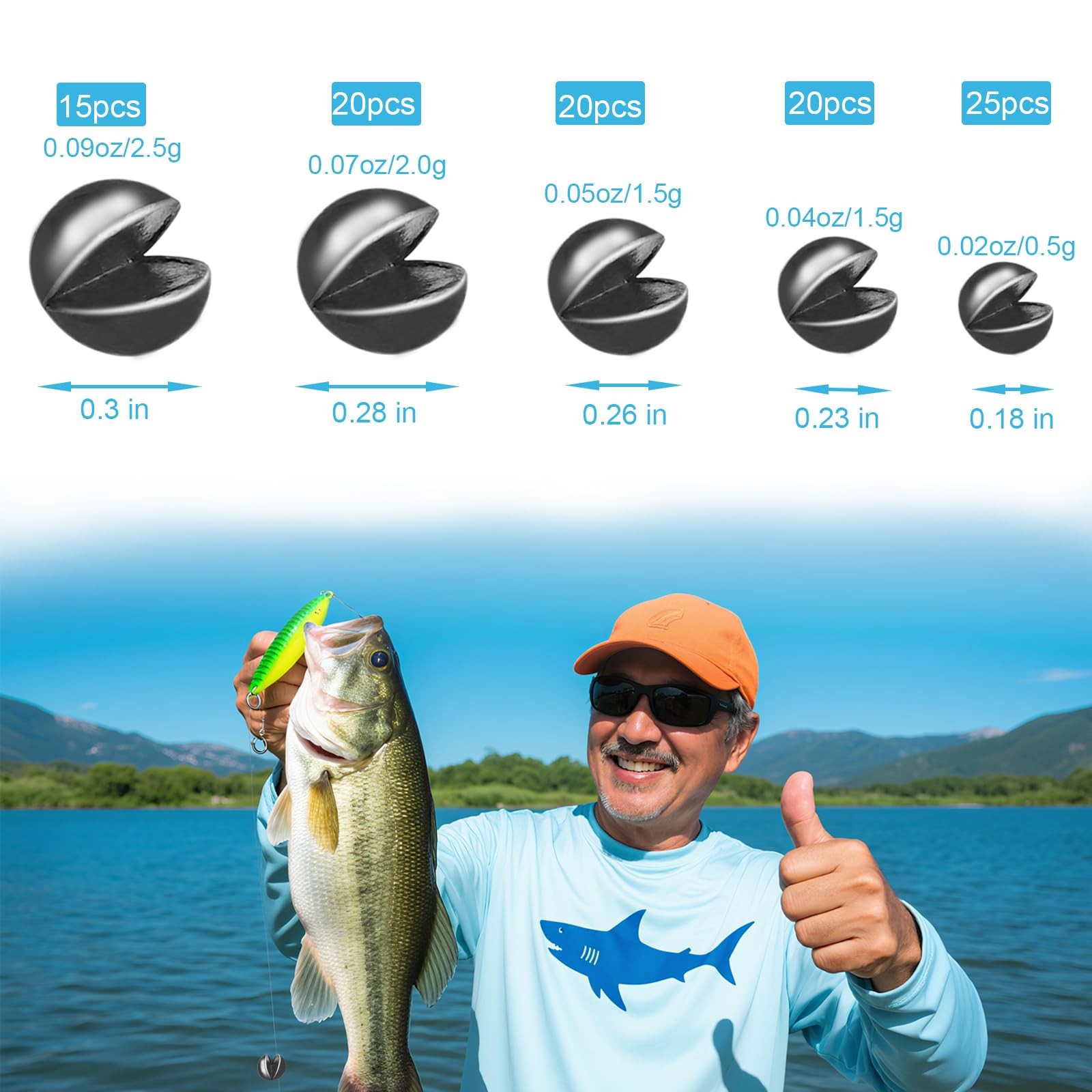 100/150Pcs Split Shot Fishing Weights – Premium Removable Fishing Sinkers,5/6 Si