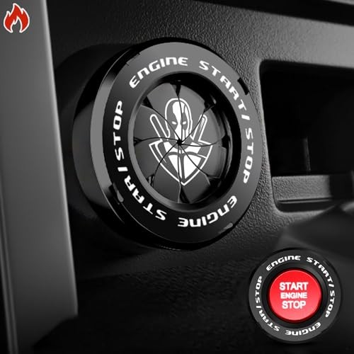 Rotary Push Start Button Cover, Dedpool Car Accessories B-Deadpool-Black