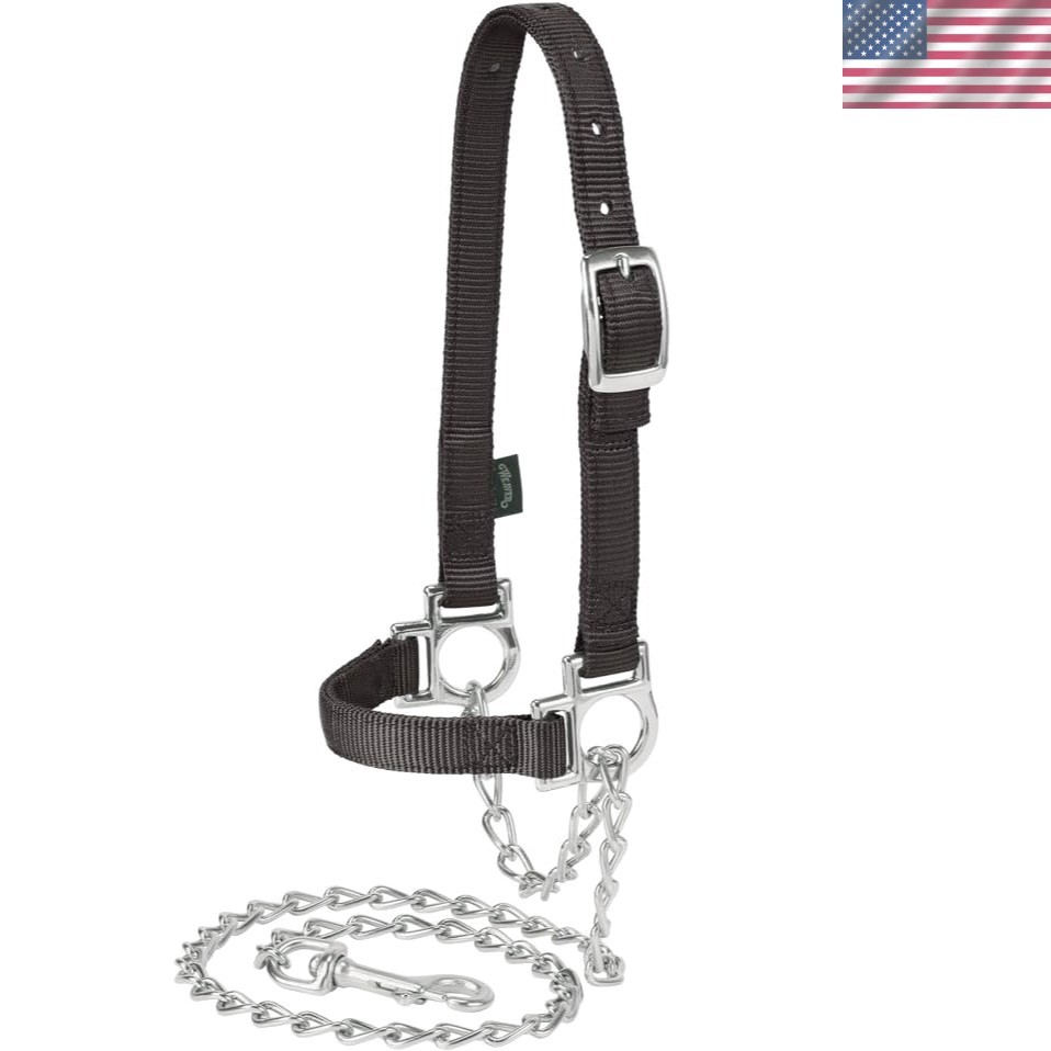 Nylon Adjustable Sheep Halter with 36.5" Chain Lead – Secure & Comfortable Fit