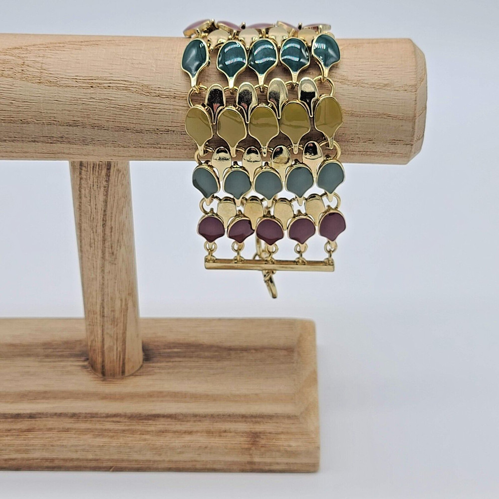 7 Charming Sisters "Status Update" Multicolor Enamel & Gold Toggle Bracelet