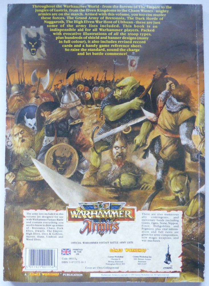 Warhammer Armies Rulebook 3rd Edition 1991 - Softback