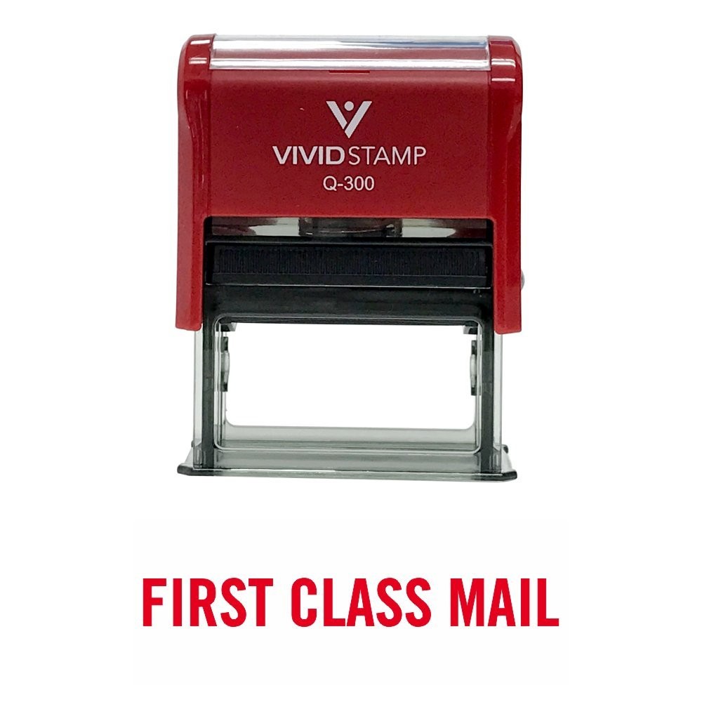 First Class Mail Self Inking Rubber Stamp Red Ink Large Postal Mailing Supply