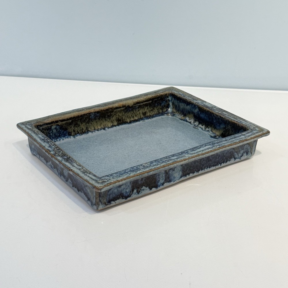 Wallis Studio Art Pottery Rectangular Shallow Casserole Blue Glaze 8”x10”x2”