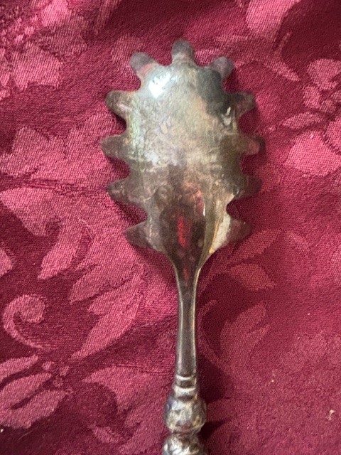 Vintage Pasta Server Black Horn Handle With Silver Plate Crown Tip