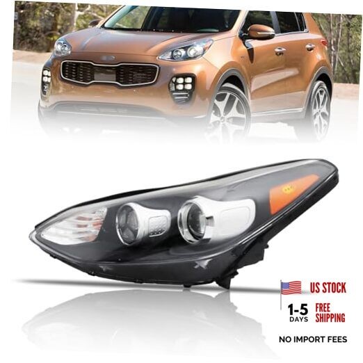 Left Headlight Assembly for 2017 2018 2019 2020 Sportage, Left Driver Side