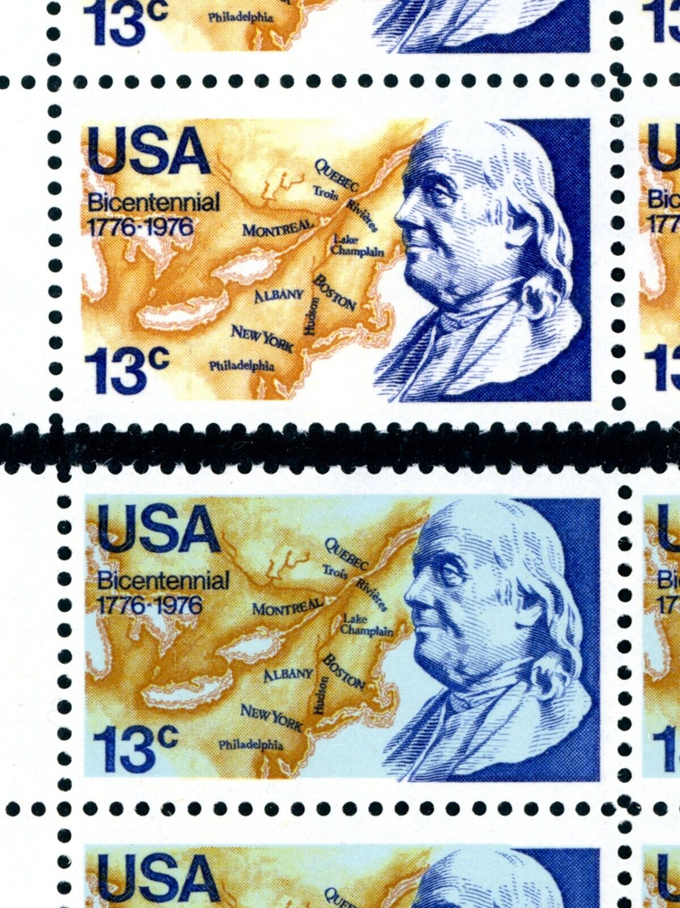 EFO 1690a - LIGHT BLUE OMITTED ERROR - MARGIN BLOCK/4- COMPARE TO NORMAL BLOCK/4