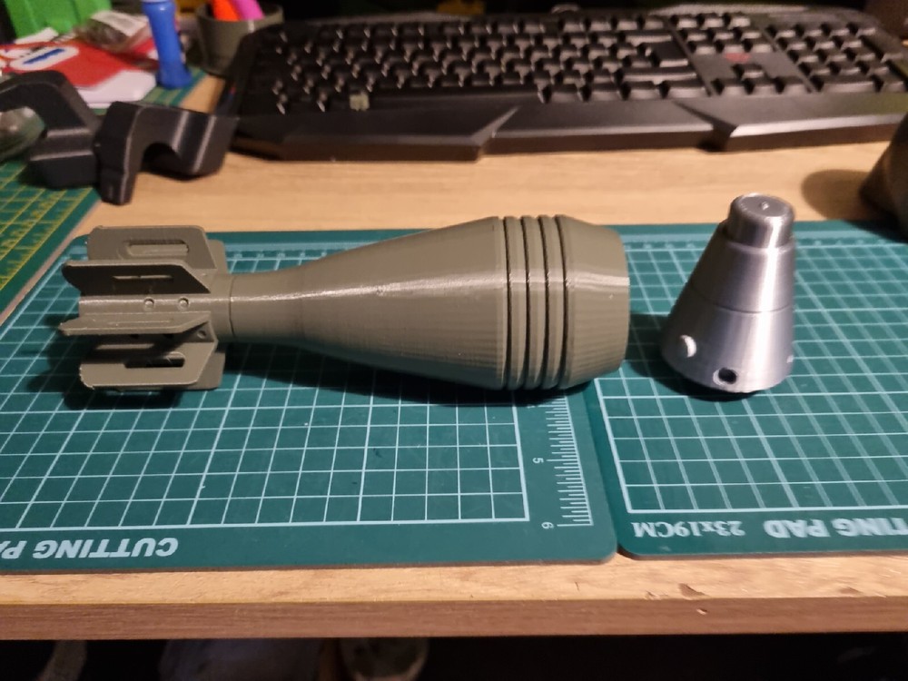 60mm M49A1 Mortar Shell Replica. Prop WW2 3d printed plastic.
