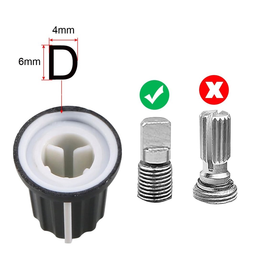 5pcs 6mm Potentiometer Control Knobs For Electric Guitar Volume Tone Knobs Black