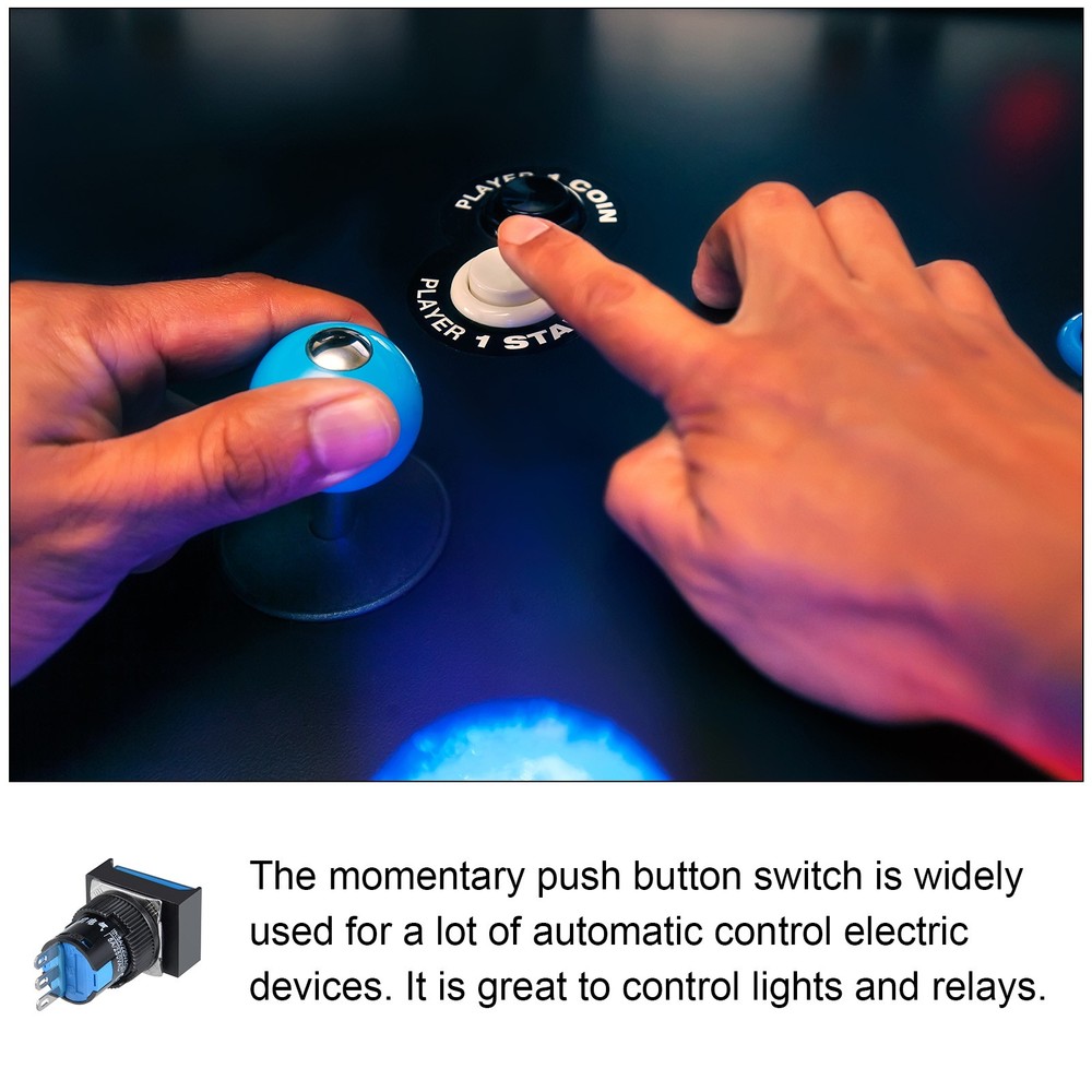 Push Button Switch 1NO 1NC Latching Rectangular Button 16mm / Blue / 5 Pcs